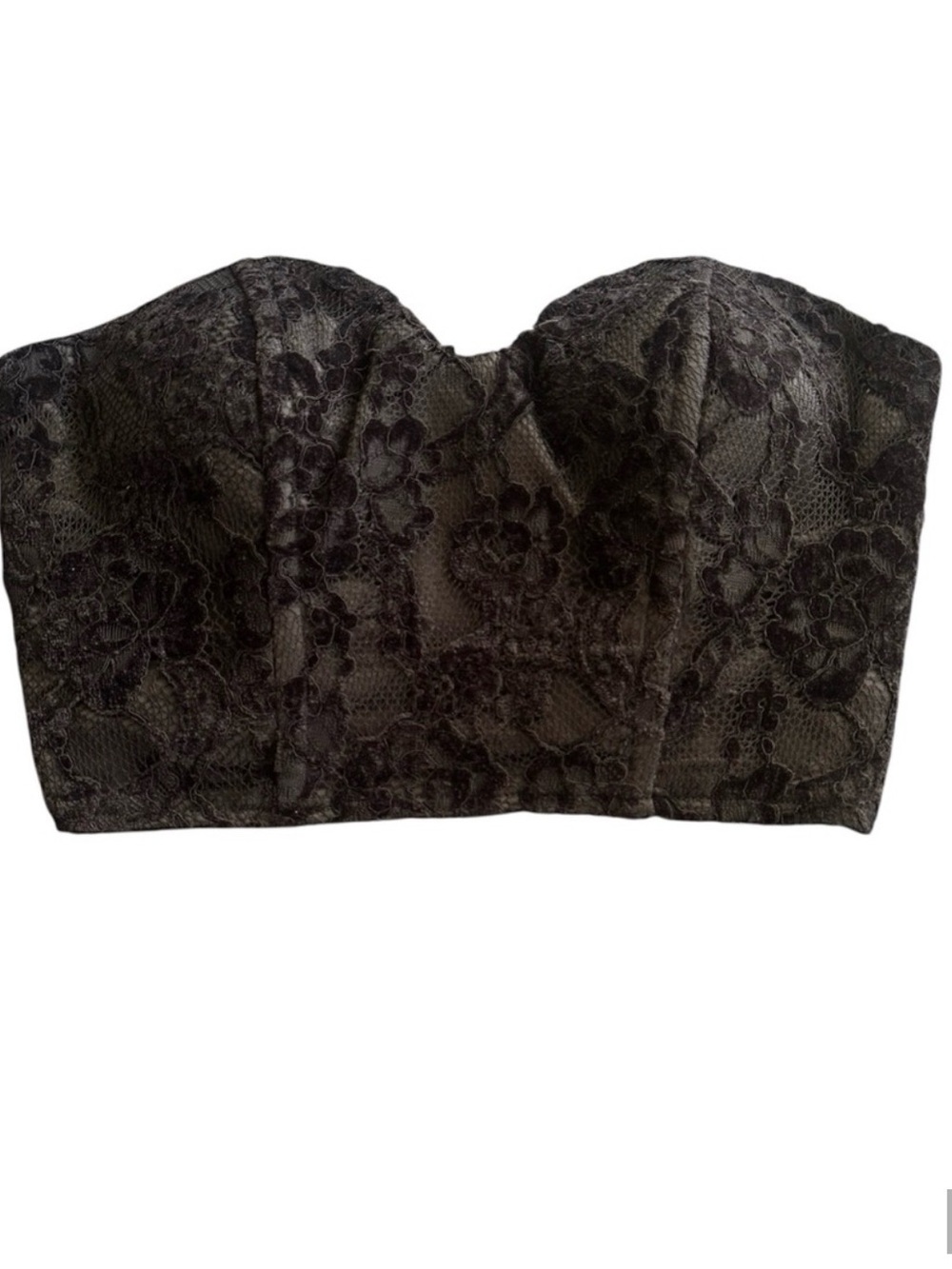 Naked Wardrobe Black Lace Bustier Corset Top XS | Strapless Structured Crop Top - Picture 7 of 7